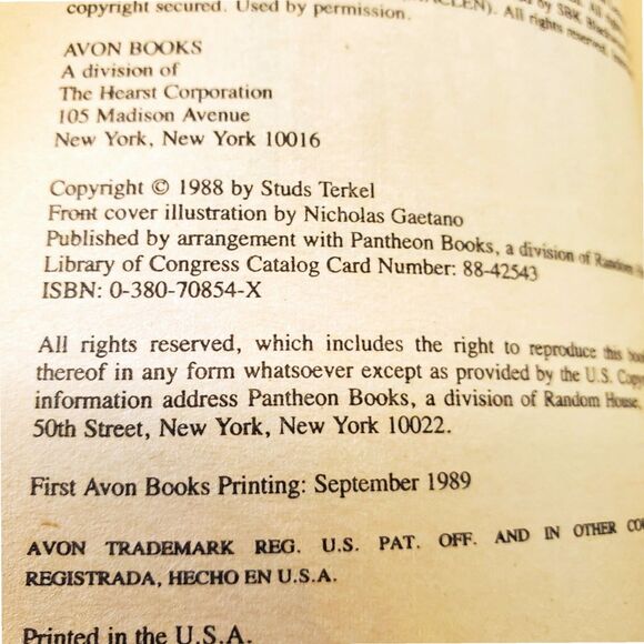 Vintage 1989 The Great Divide by Studs Terkel Paperback Book 1st Avon Edition - Picture 7 of 15